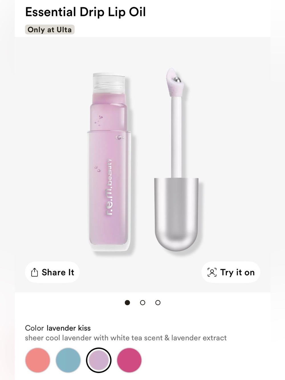REM beauty lavender kiss lip oil new in box